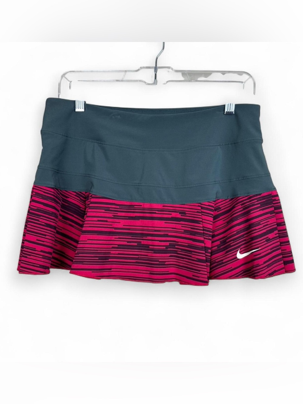 Nike Women's Pink Patterned Tennis Skirt with Gray Waistband